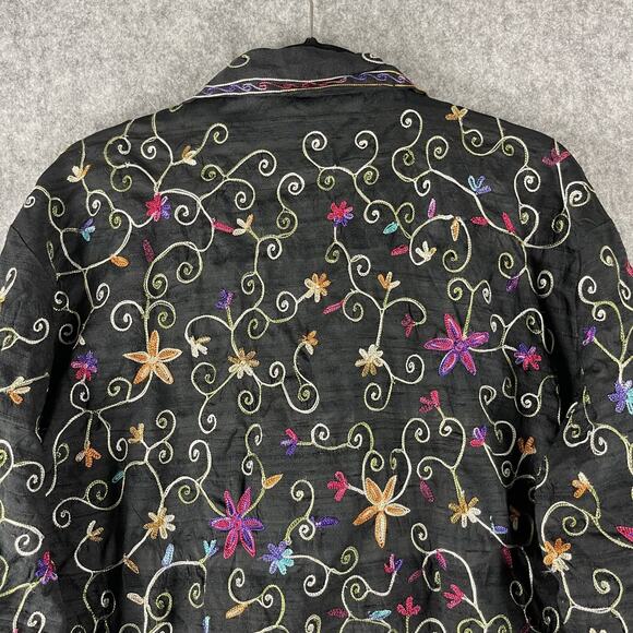 Don't Mess With Texas Embroidered Silk Jacket Womens XL Floral Western Artsy - Picture 12 of 16